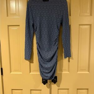 Zara Long Sleeve Textured Blue Dress